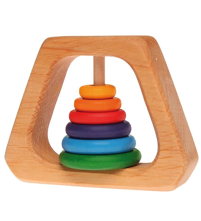 Image of Grimms Trælegetøj - Rangle - Pyramide - Multifarvet - OneSize - Grimms Rangle (249347-2736482)