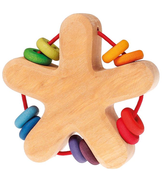 Image of Grimms Trælegetøj - Rangle - Stjerne - Multifarvet - OneSize - Grimms Rangle (249350-2736485)