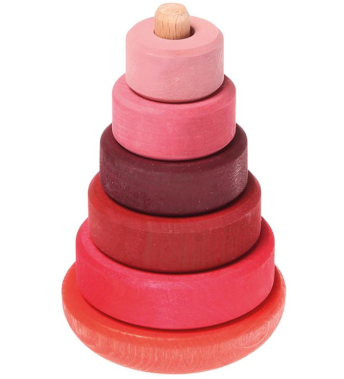 Image of Grimms Trælegetøj - Stabletårn - 6 Dele - Rød/Rosa - OneSize - Grimms Stablelegetøj (249373-2743081)