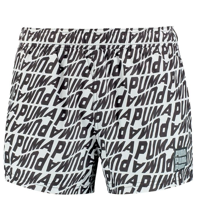 #2 - Puma Badeshorts - Hvid m. Sort Print