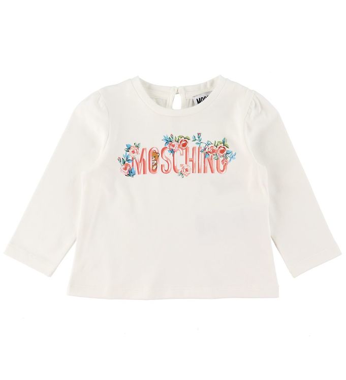 10: Moschino Bluse - Cloud m. Tekst/Blomster