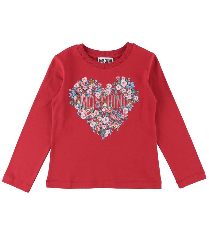 Image of Moschino Bluse - Flame Red m. Hjerte/Blomster - 12 år (152) - Moschino Bluse (219551-1084327)