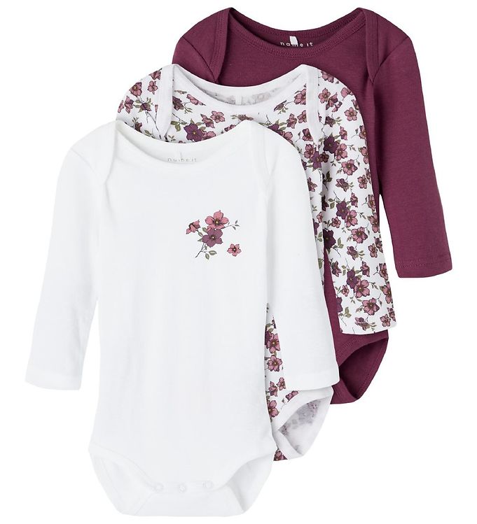 Image of Name It Bodyer l/æ - Noos - NbfBody - 3-pak - Prune Purple - 3 år (98) - Name It Body L/Æ (219830-1085718)