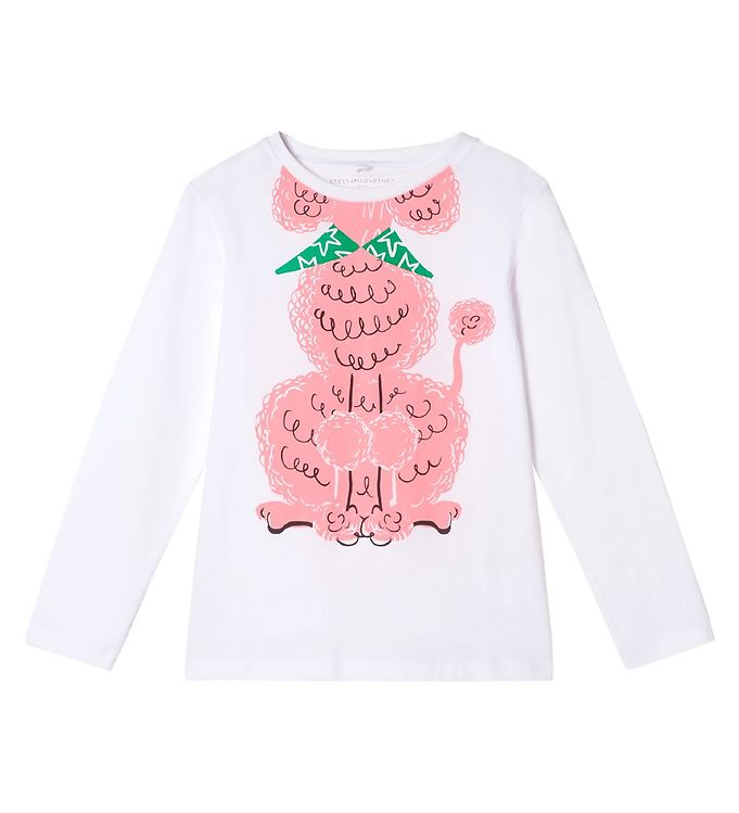 Stella McCartney Kids Bluse - Tromp Loeil Poodle - Hvid