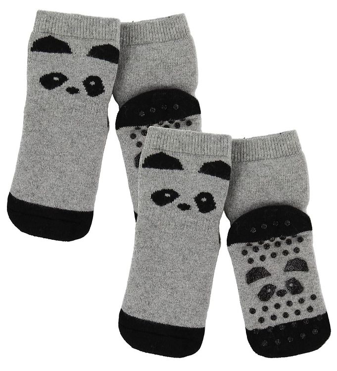 Liewood Strømper - Antiskrid - 2-pak - Nellie - Panda Grey Melan