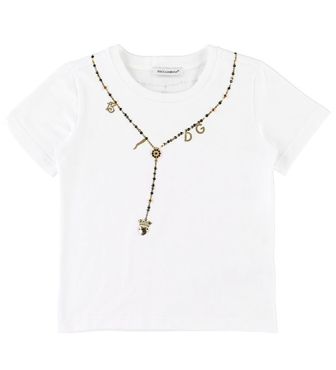 12: Dolce & Gabbana T-shirt - Hvid m. Krystaller