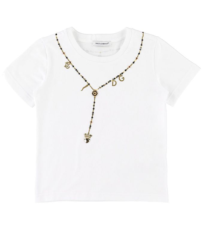 Dolce & Gabbana T Shirt Hvid M. Krystaller