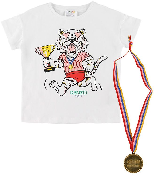 #2 - Kenzo T-shirt - Exclusive Edition - Hvid/Rosa m. Medalje