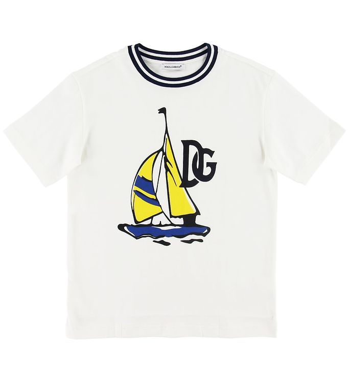 Dolce & Gabbana T-shirt - Hvid m. Båd