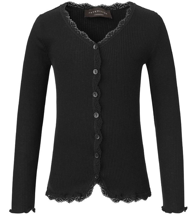 7: Rosemunde Cardigan - Silke/Bomuld - Rib - Sort