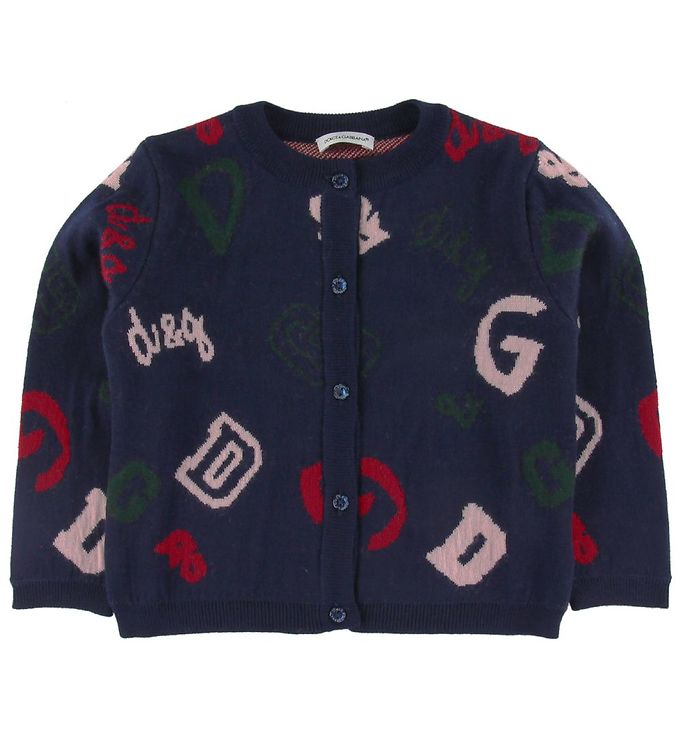 Dolce & Gabbana Cardigan Uld Navy Logoer