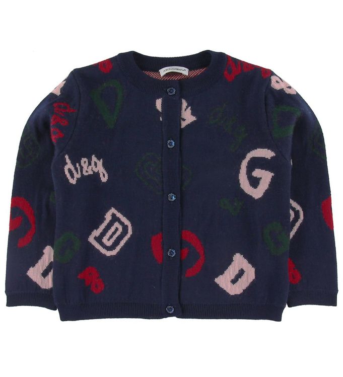 7: Dolce & Gabbana Cardigan - Uld - Navy m. Logoer