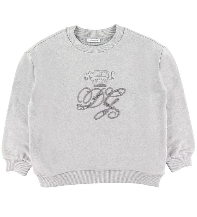 8: Dolce & Gabbana Sweatshirt - Gråmeleret m. Broderi