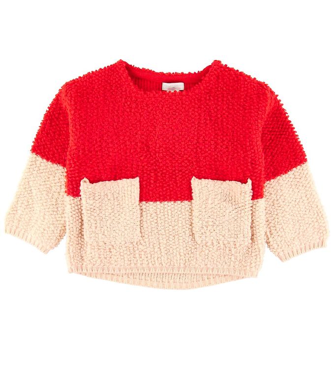 Stella McCartney Kids Striktrøje - Uld - Loopie - Rød/Rosa