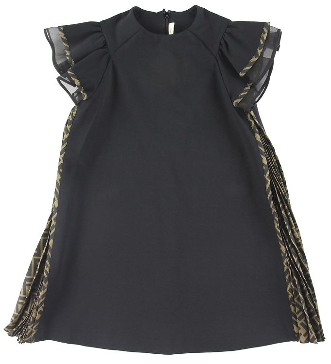 Fendi Kjole - Sort M. Logo - 10 år (140) - Fendi Kjole