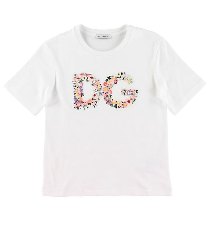 Dolce & Gabbana T-shirt - Country - Hvid m. Blommabroder