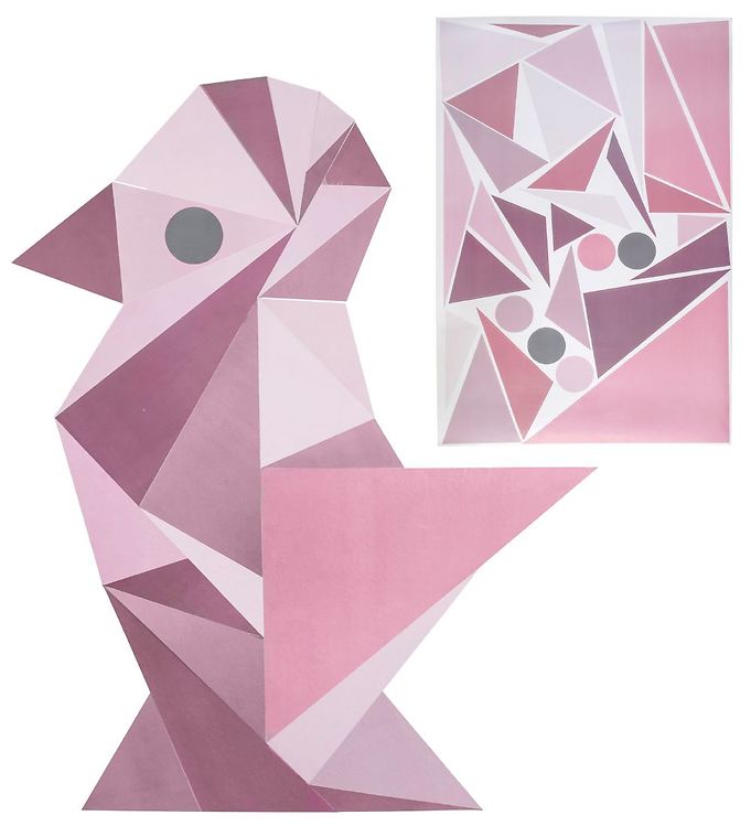 #2 - Sebra Wallstickers - Rosa Geometrisk Fugl