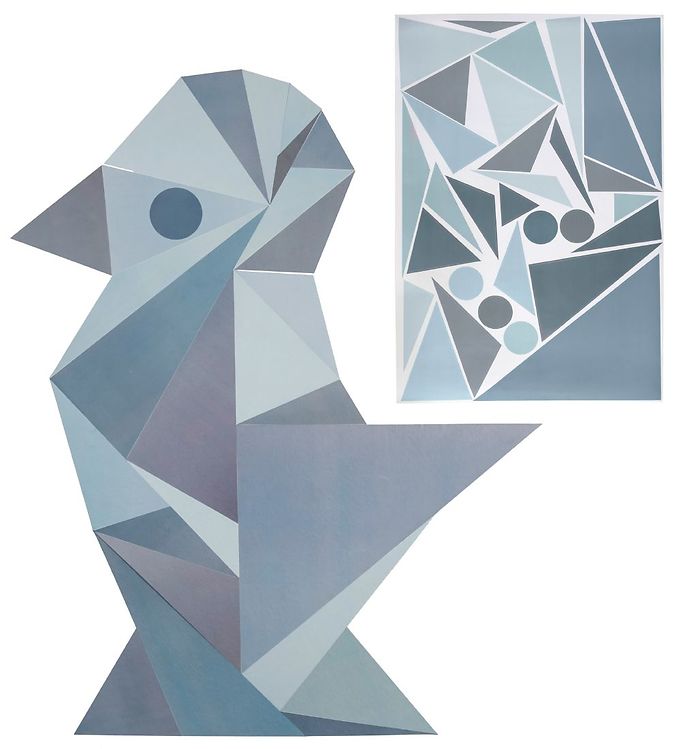 #3 - Sebra Wallstickers - Blå Geometrisk Fugl
