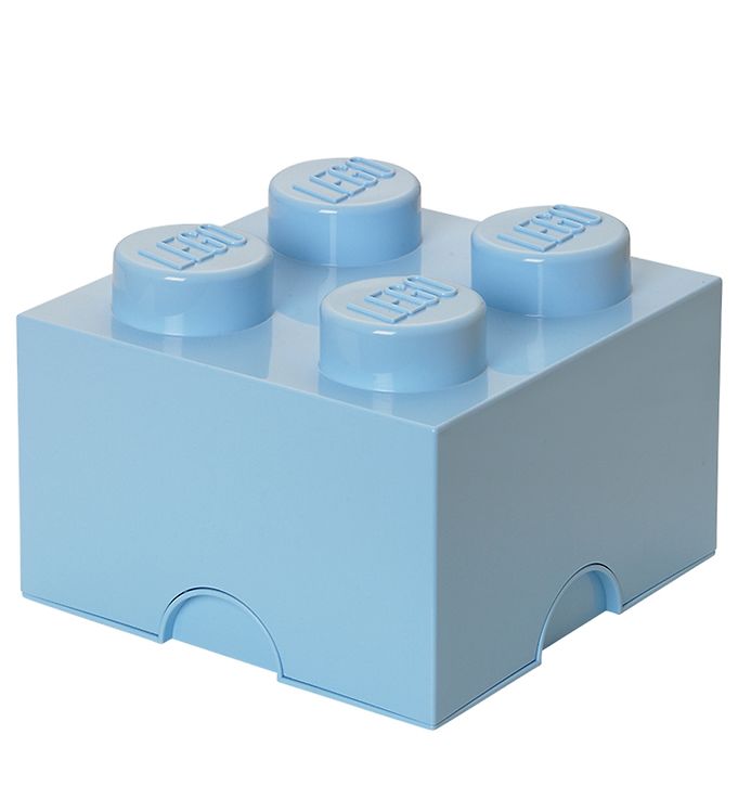 LEGO opbevaringskasse med 4 knopper - Lyseblå