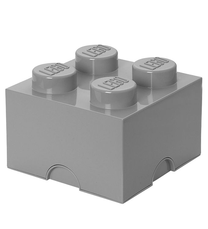 LEGOÂ® Storage Opbevaringsboks - 4 Knopper - 25x25x18 - Lysegrå