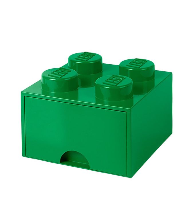 Lego Storage Opbevaringsskuffe - 4 Knopper - 25x25x18 - Grøn