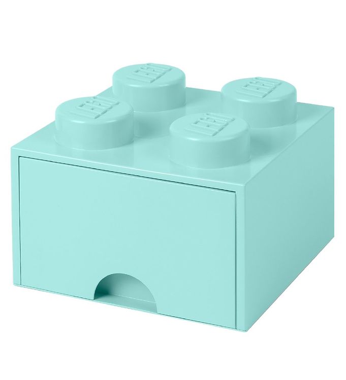 LEGOÂ® Storage Opbevaringsskuffe - 4 Knopper - 25x25x18 - Aquablå