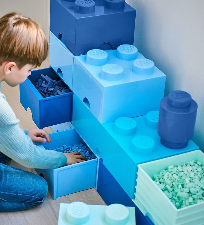 ingeniørarbejde Fælles valg hagl Lego Storage Opbevaringsskuffe - 8 Knopper - 50x25x18 - Lyseblå