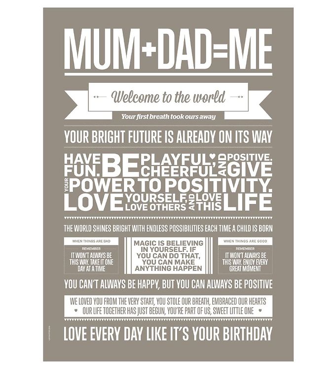 Love Type Plakat 50x70 Love Typography Mum+dad=