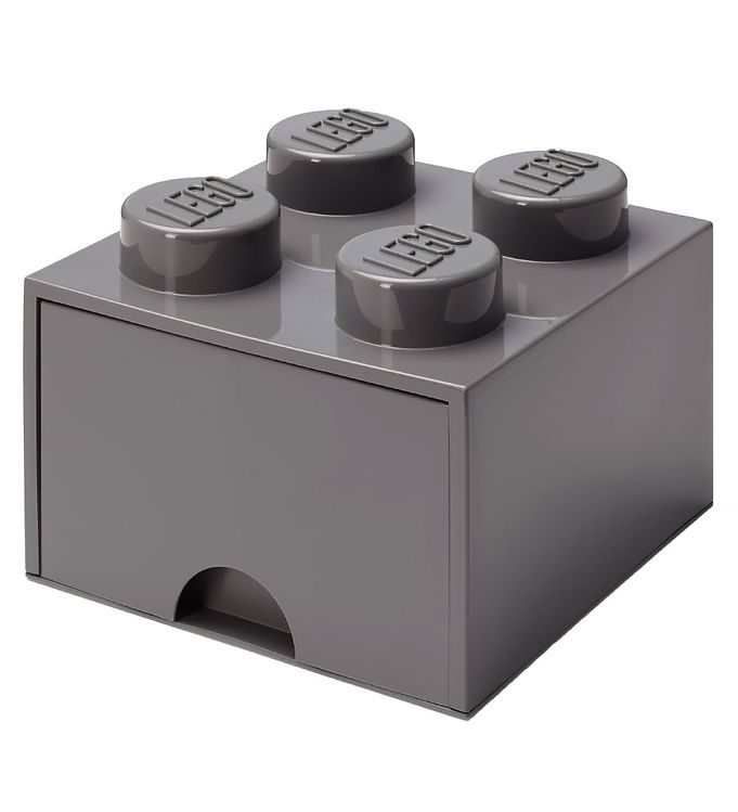 Billede af Lego Storage Opbevaringsskuffe - 4 Knopper - 25x25x18 - Mørkegrå - OneSize - Lego Storage Opbevaring