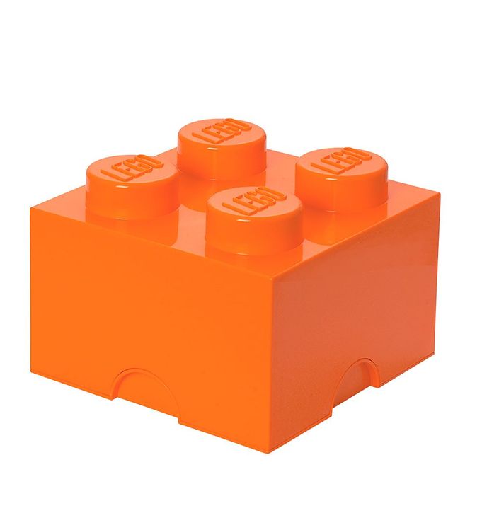 Image of Lego Storage Opbevaringsboks - 4 Knopper - 25x25x18 - Bright Ora - OneSize - Lego Storage Boks (210073-1047544)