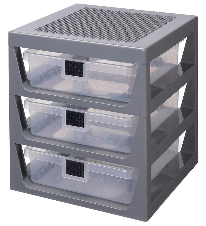 LEGOÂ® Storage Opbevaring m. 3 skuffer - 32x34x37 - Grå