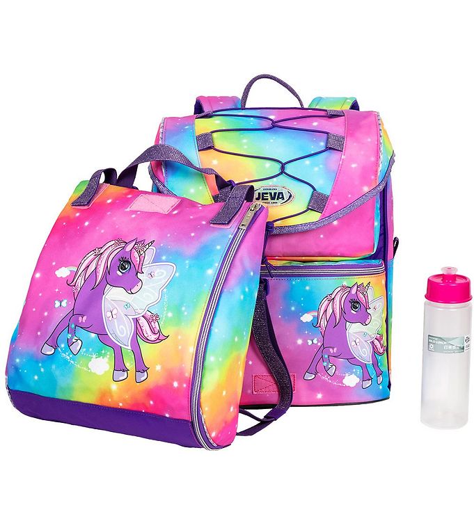 JEVA Intermediate Skoletaske Rainbow Alicorn