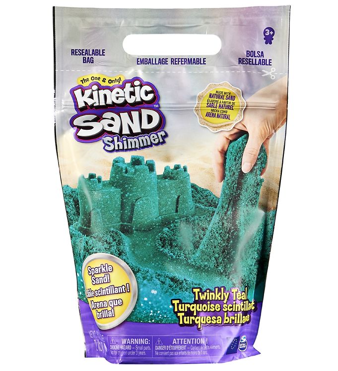 Billede af Kinetic Sand Strandsand - 900 gram - Twinkly Teal Glitter