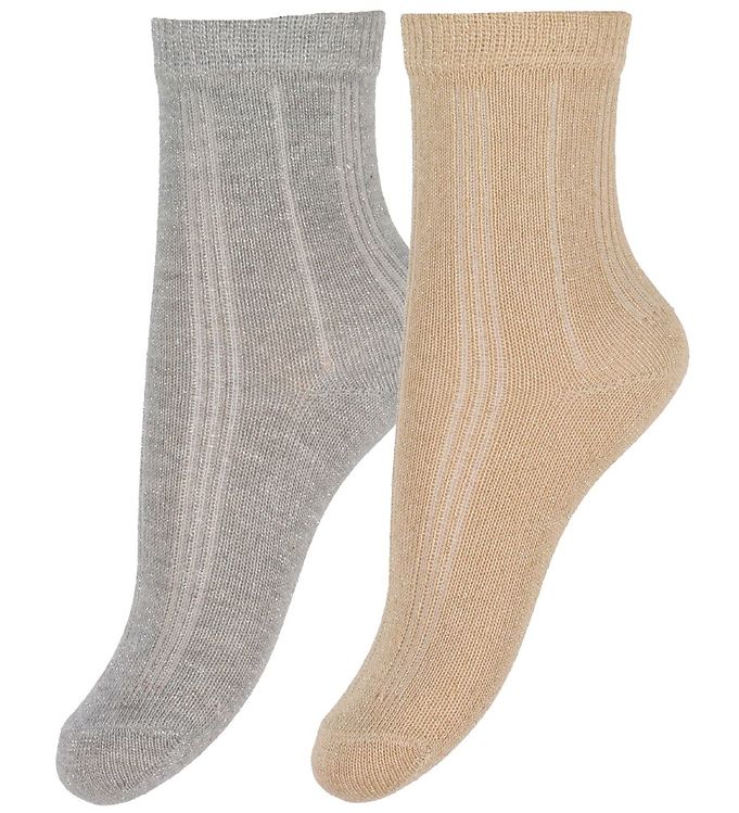Glimmer Strømper 2-pak - Pale Gold/Silver - Str. 15-18