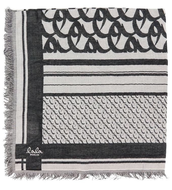 6: Lala Berlin Tørklæde - 80x80 - Cube Monogram Light - Black Monog