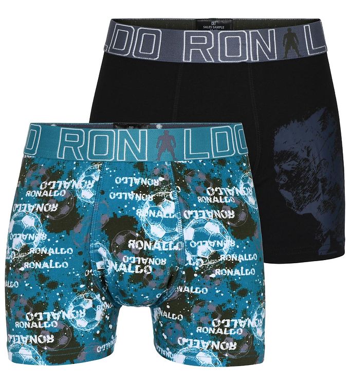 JBS Ronaldo Boxershorts - 2-pak Sort/Blå m. Print male