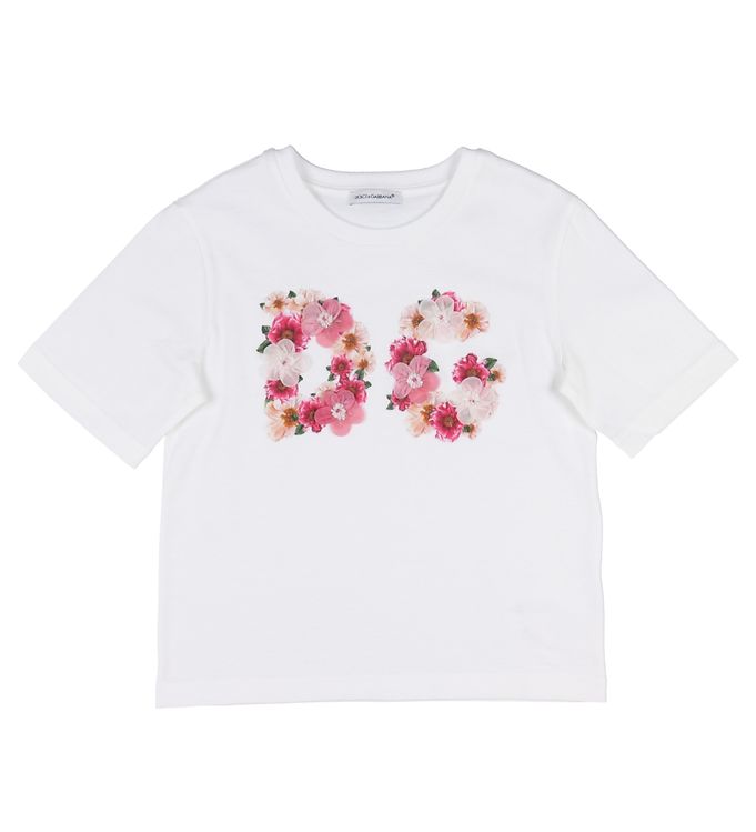 13: Dolce & Gabbana T-shirt - Hvid m. Blomster