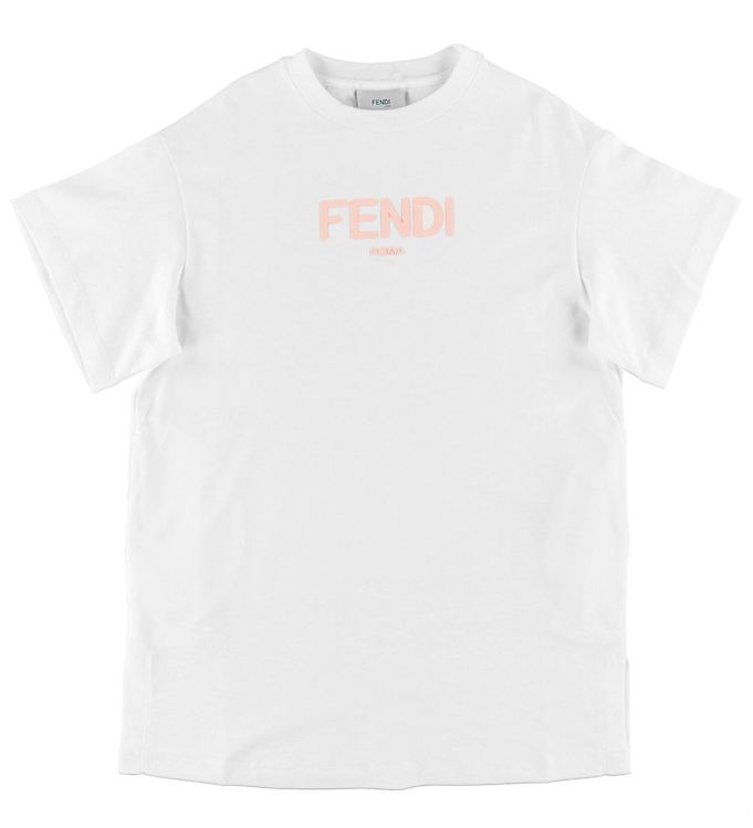 10: Fendi T-shirt - Hvid m. Lyserød Logo