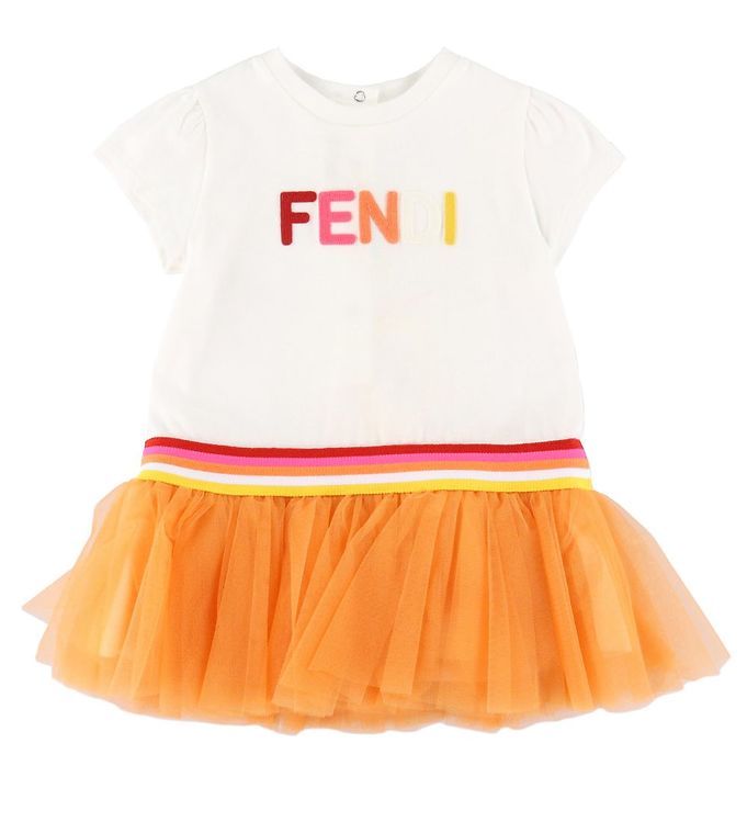 8: Fendi Kjole - Hvid/Orange