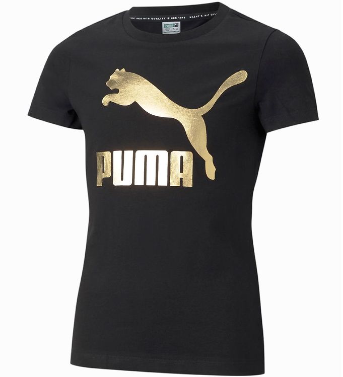 11: Puma T-shirt - Classics - Sort m. Guldprint