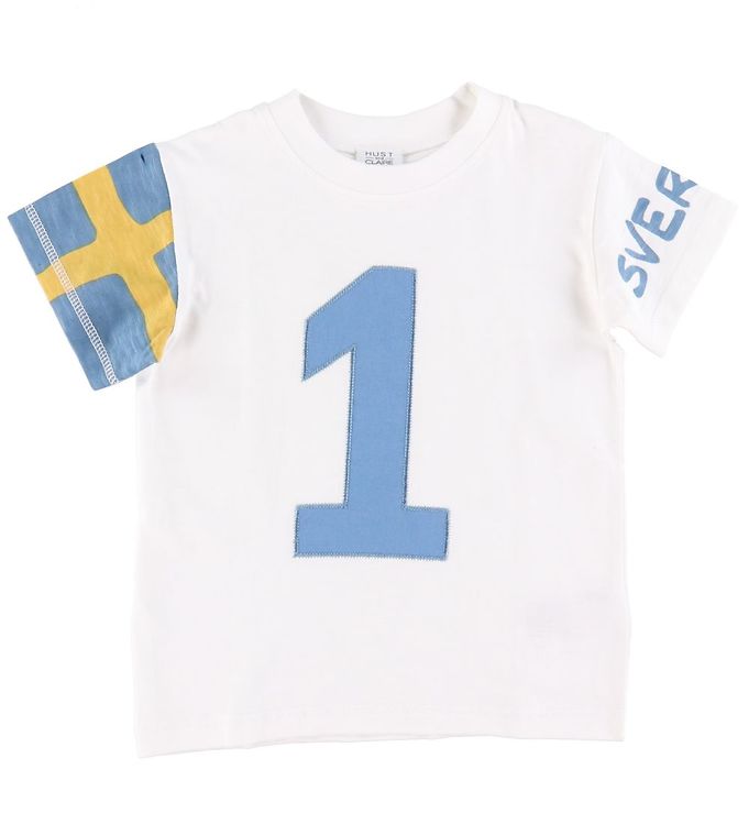 Billede af Hust and Claire T-shirt - Arthur - Hvid m. Sverige