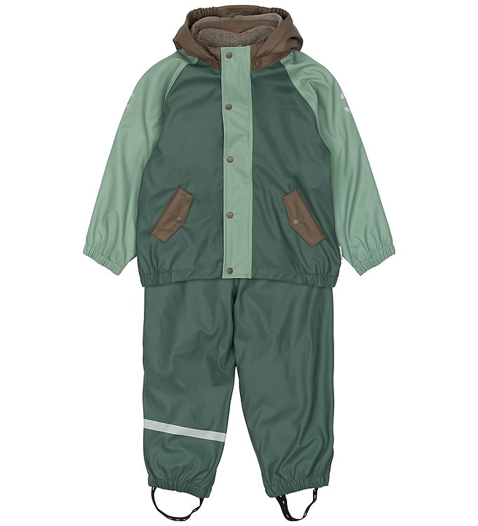 Mikk-Line Regntøj m. Seler m. Fleece - PU - Balsam Green