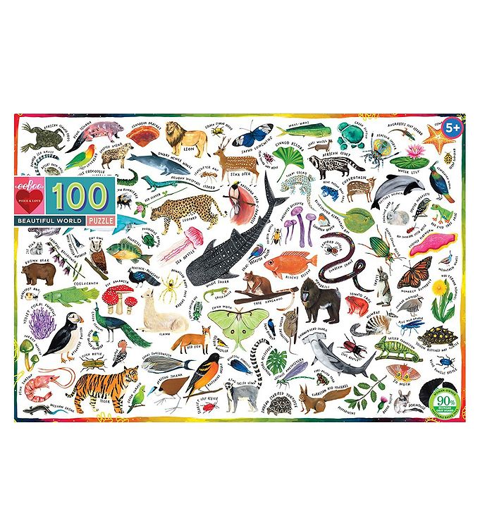 16: Eeboo Puslespil 100 Brikker - Dyr i Verden
