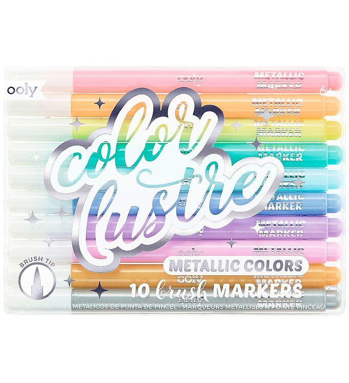 #3 - Ooly Tuscher - Metallic Brush Markers - 10 stk - Pastelfarver