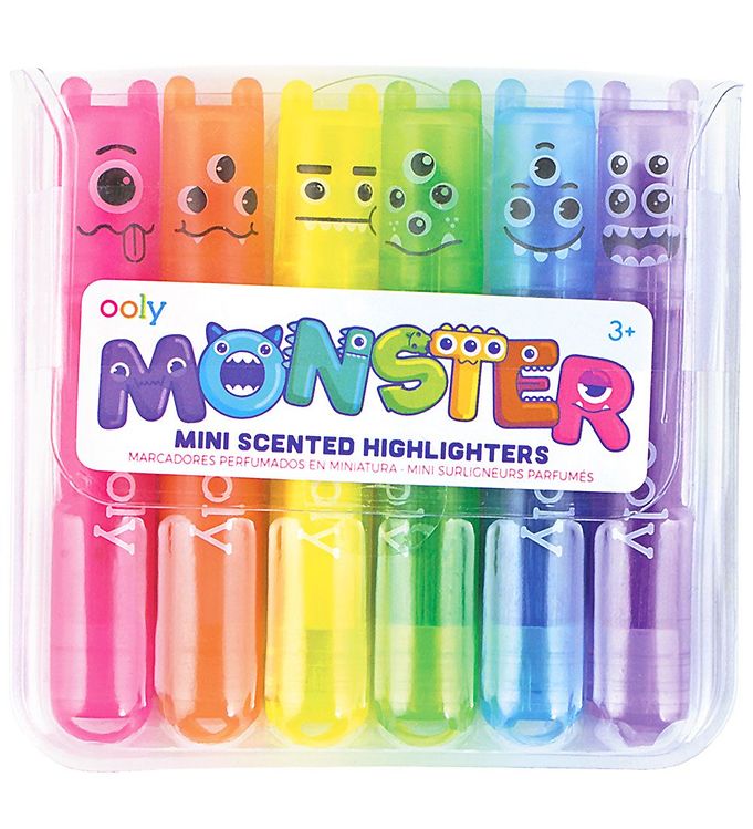 8: Ooly Mini Overstregningstuscher m. Duft - Monster - 6 stk