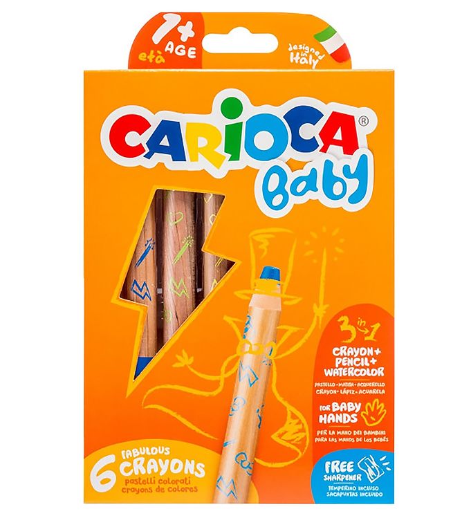 Carioca Baby - 3-i-1 Farvekridt Til Børn - 6 Farver