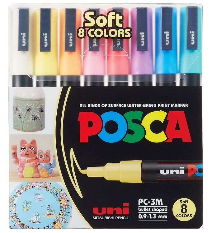 Billede af Posca Tuscher - PC-3M - 8 stk. - Afdæmpede Farver