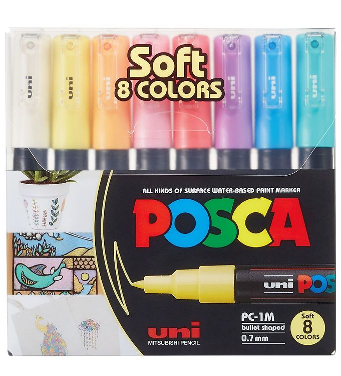 Billede af Posca Tuscher - PC-1M - 8 stk. - Afdæmpede Farver