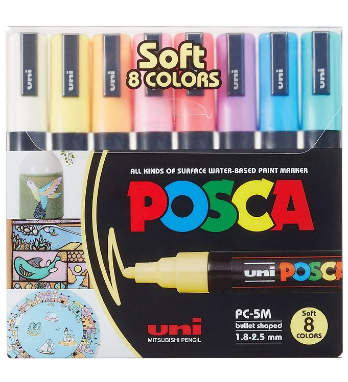 Billede af Posca Tuscher - PC-5M - 8 stk. - Afdæmpede Farver