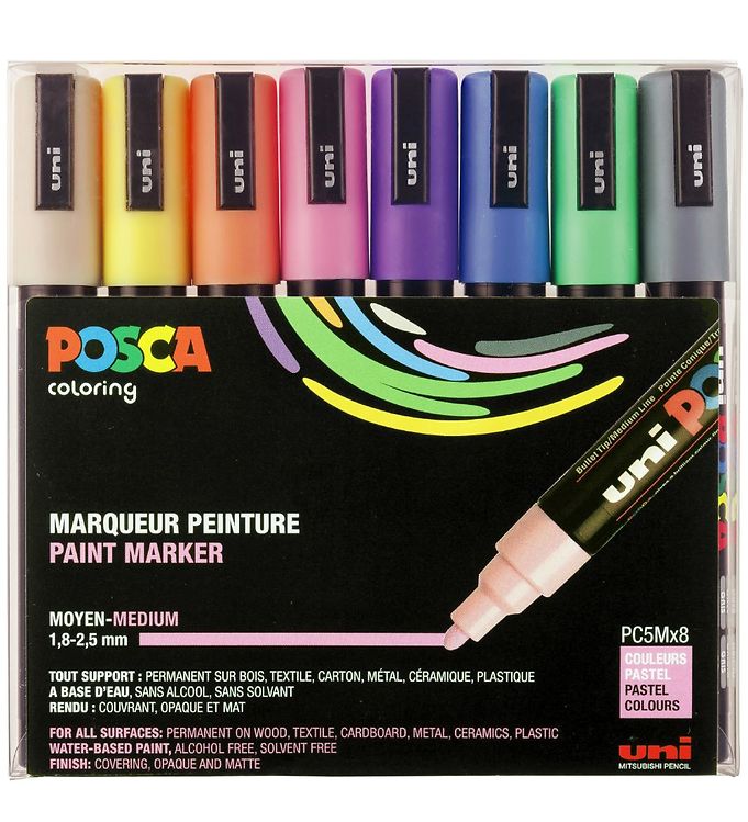 Billede af Posca Tuscher - PC-5M - 8 stk. - Pastelfarver